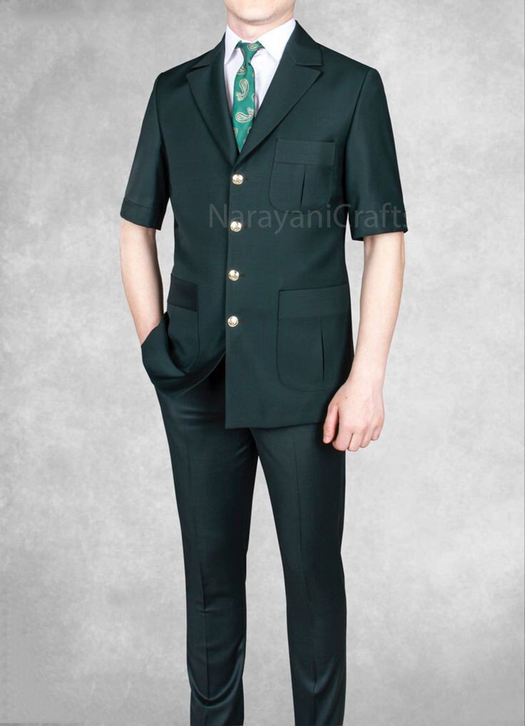 Handmade Decent Bottle Green Safari Suit for Men for Wedding and Events and  Party and Casual Wear -  Ireland