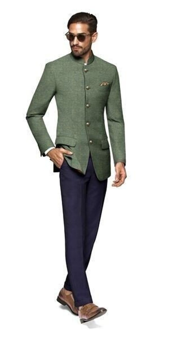 Custom Made Hand Embroidery Green Jodhpuri Suit , Men Indo Formal Jacket ,  Indian Wedding Classical Suit , Men Bandhgala Suit , - Etsy