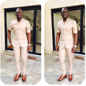 Handmade Ivory Safari Suit for Men Wedding & Events