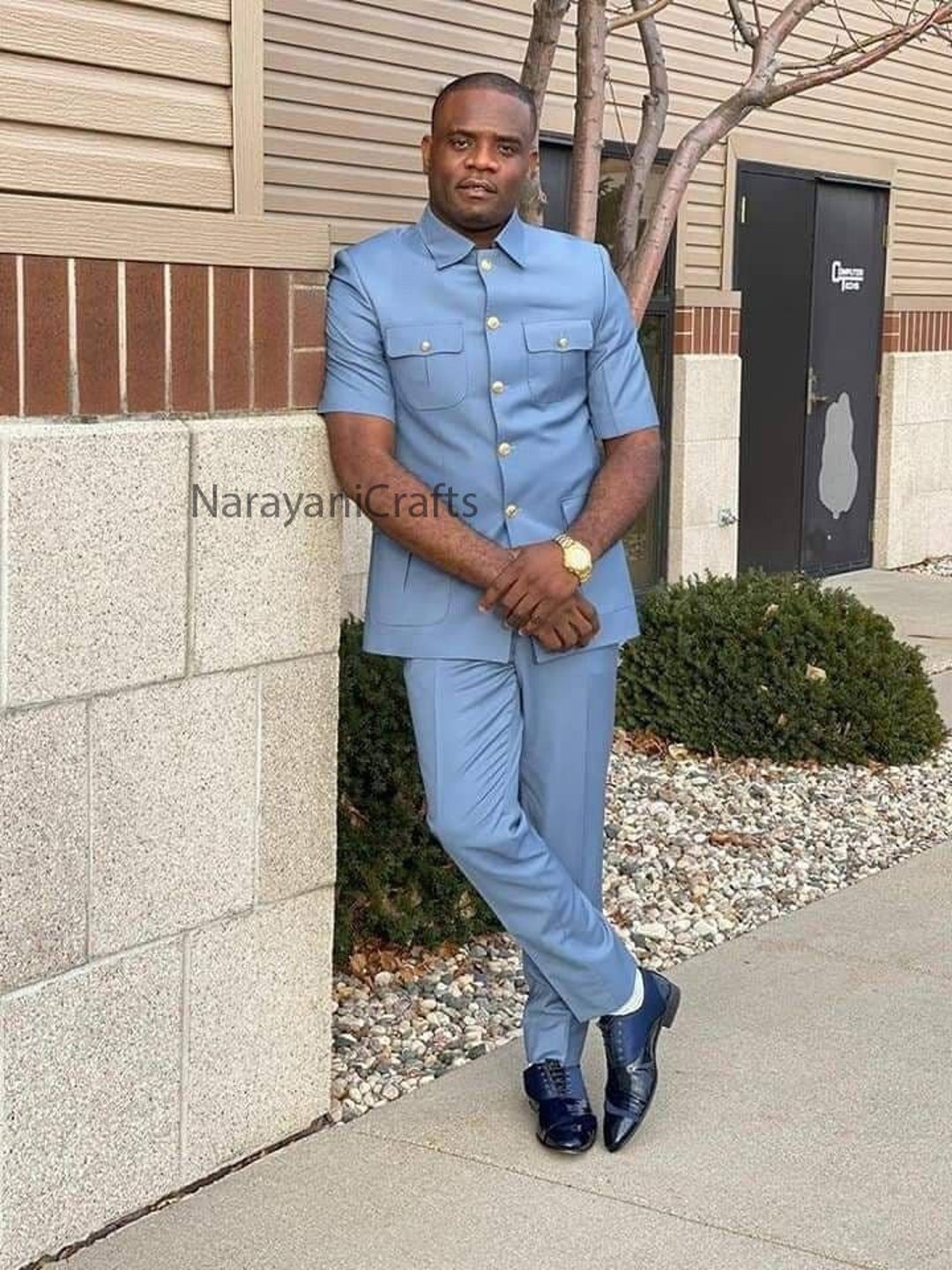 Handmade Decent Blue Safari Suit for Men for Wedding and Etsy