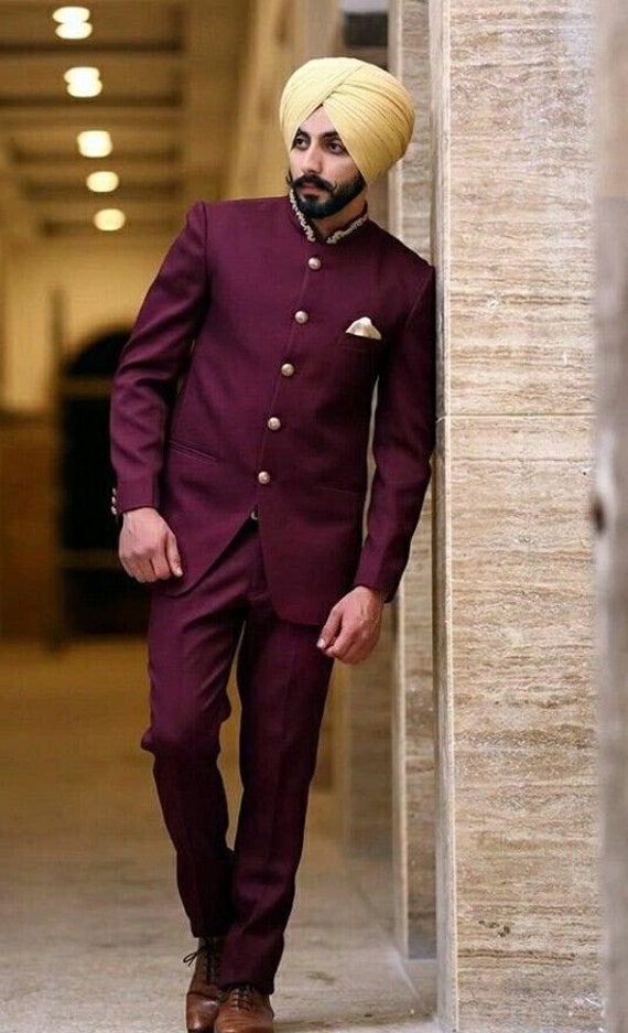 Party Wear Jodhpuri Suit Wine Color.