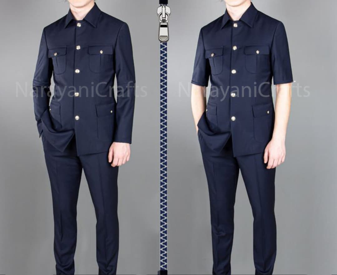 Stylish Decent Navy Blue Safari Suit for Men for Wedding and Events and Party and Casual Wear Etsy