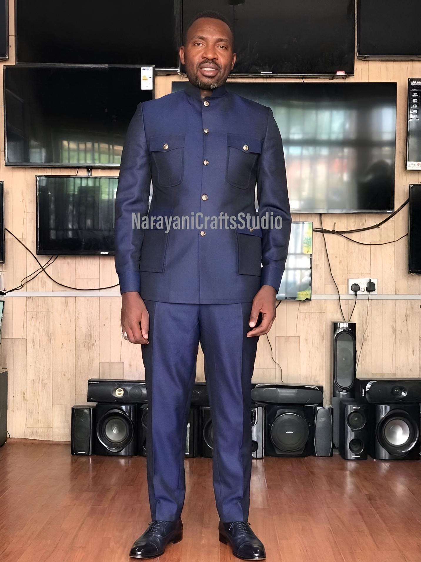 Stylish Navy Blue Safari Suit Mens Wedding Party Attire Outfit. - Etsy