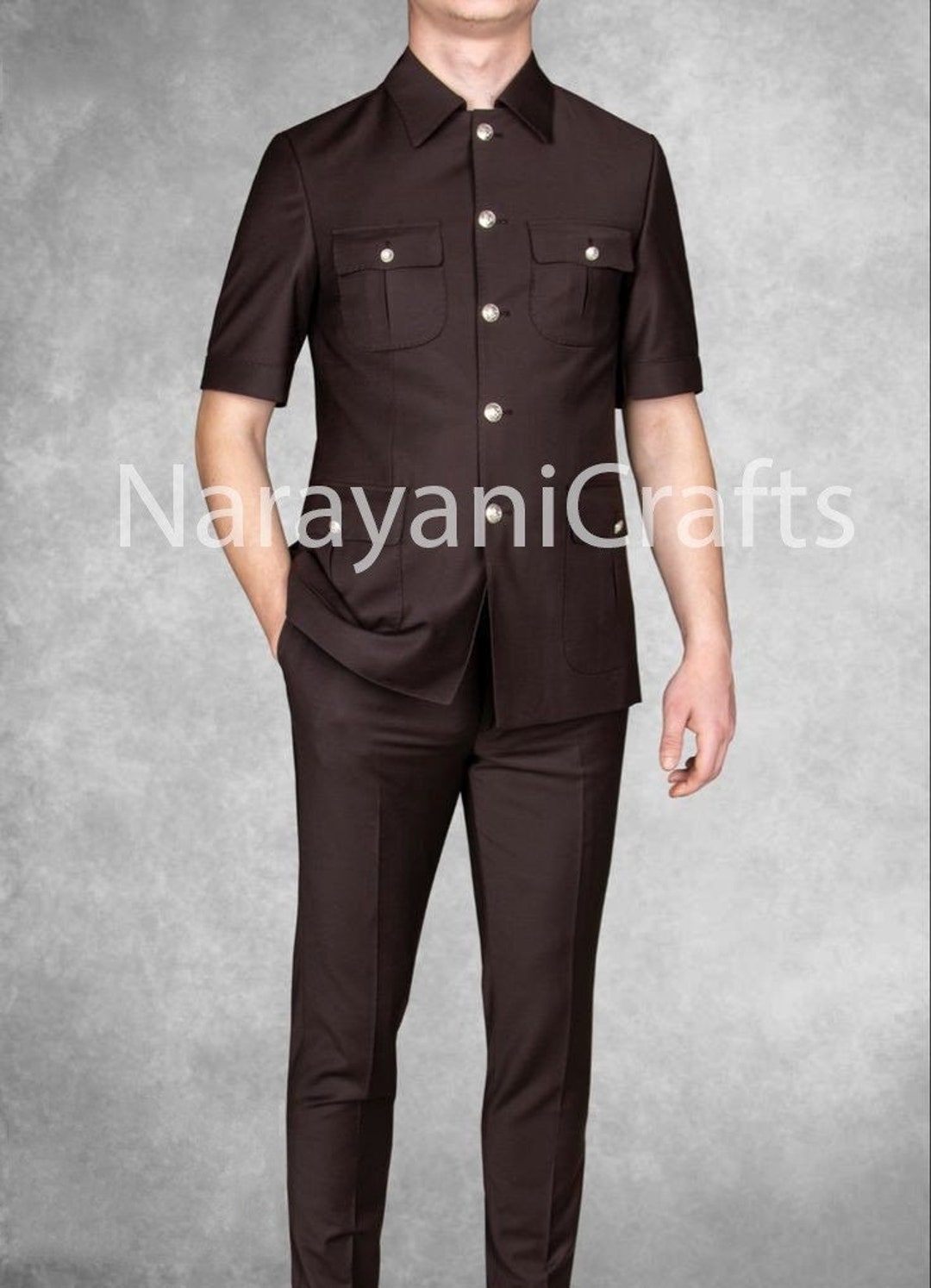 Ivory Cream Plain-Solid Premium Wool Blend Bandhgala/Jodhpuri Suits for Men.