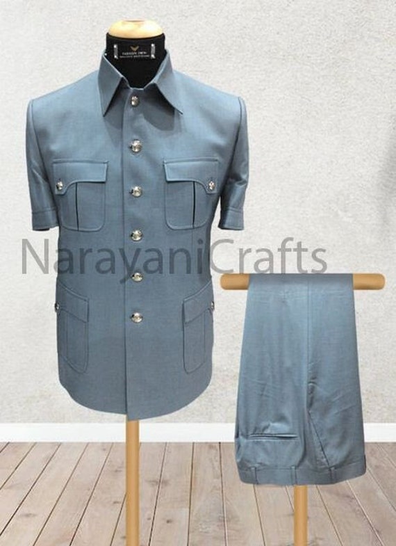 New Designer Stylish Handmade Dark Grey Color Safari Suit for Groom Men for  Wedding Reception Party and Events 