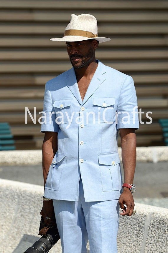 Traje de safari azul cielo decente hecho a mano para hombres - Etsy España Traje de safari azul cielo decente hecho a mano para hombres - Etsy España