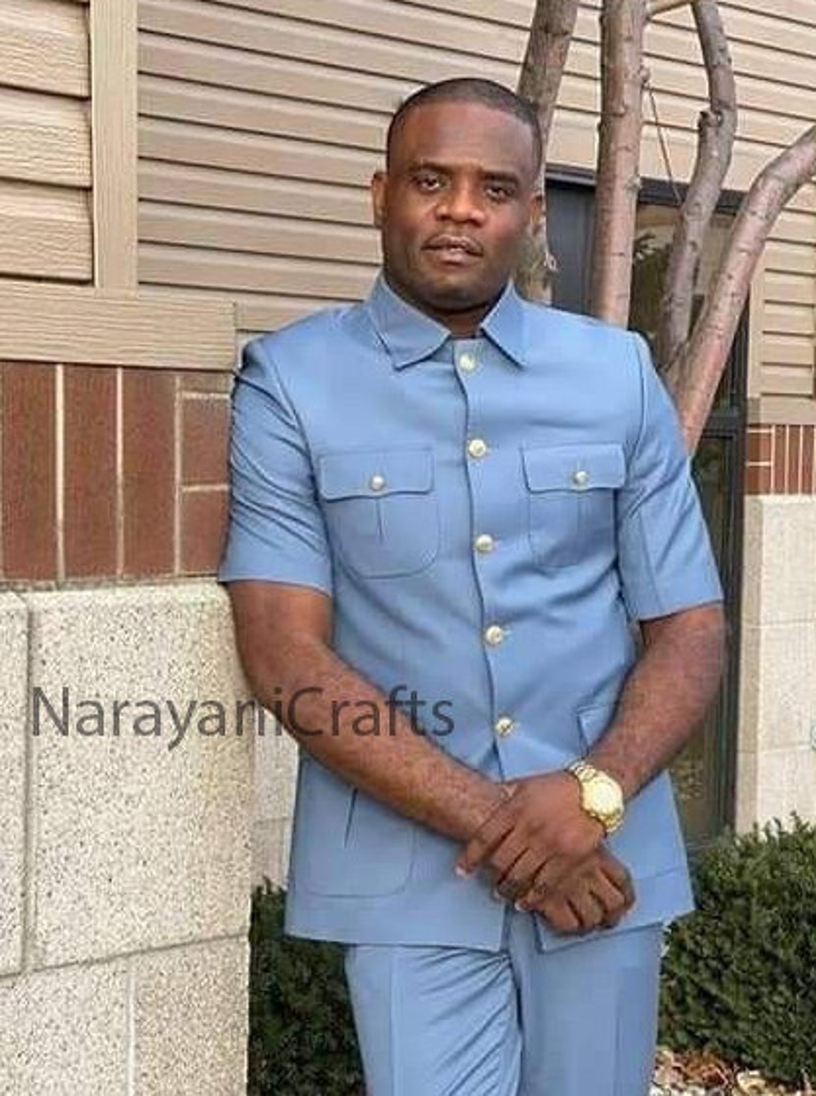 Handmade Decent Blue Safari Suit for Men for Wedding and Etsy