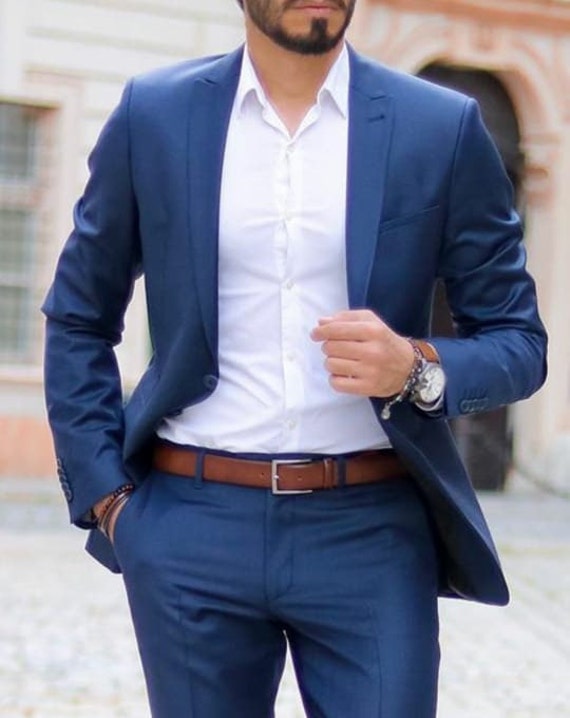 Stylish Royal Blue Two Piece Suit for Men for Wedding and 