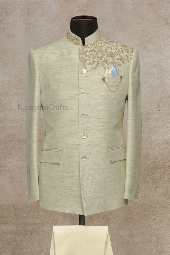New Handmade Designer White Coat With Black Pant Suit Jodhpuri Bandgala for  Men for Wedding Party Reception and Events 