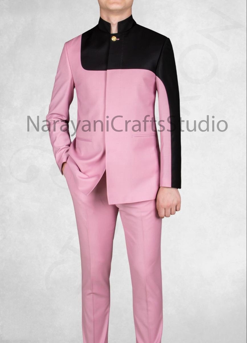 2023 Latest Coat Pants Designs Men Pink Suits Wedding Suit Dresses Slim Fit  Groom Best Men