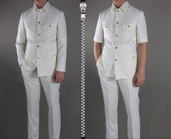 Handmade Decent off White Safari Suit for Men for Wedding and Events and  Party and Casual Wear -  Canada