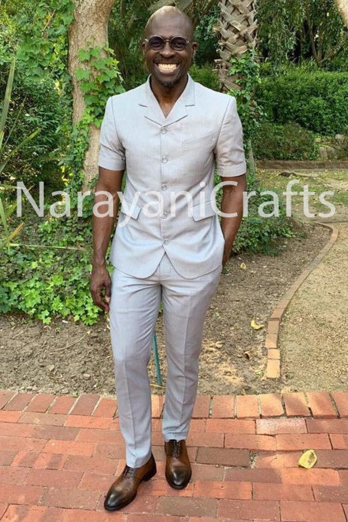 Handmade Decent Gray Safari Suit for Men for Wedding and Events and