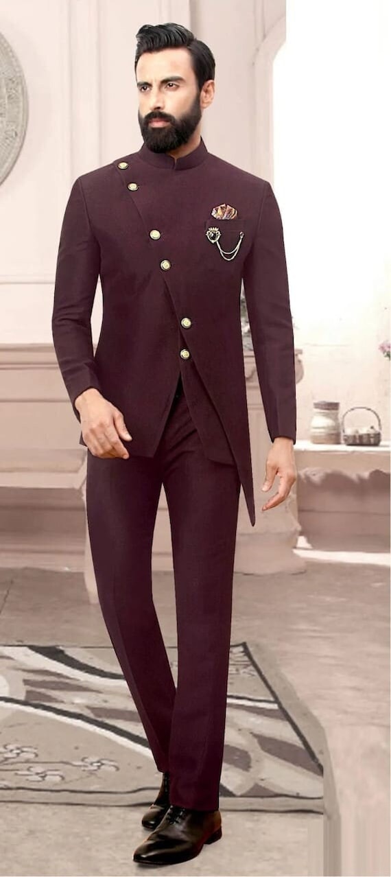 Designer Stylish Maroon Jodhpuri Bandgala Suit for Men for Wedding Party Reception and Events and Festive Etsy Australia