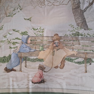 children in the park, Winter Panel, Quilting Panel, Sewing,