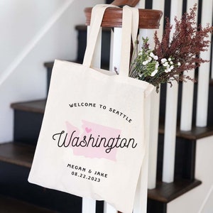 Washington Welcome Bag - Custom Wedding Tote Bag - Seattle Wedding Favor - Seattle Tote Bag - Washington Wedding Welcome Bags - Seattle Bag