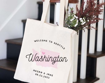 Washington Welcome Bag - Custom Wedding Tote Bag - Seattle Wedding Favor - Seattle Tote Bag - Washington Wedding Welcome Bags - Seattle Bag