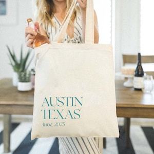 Austin Texas Welcome Tote Bag - Destination Wedding Welcome Totes - Texas Welcome Tote - Austin Bachelorette Tote -