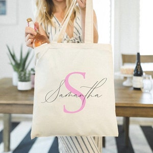 Monogram Initial Tote Bag - Personalized Name Tote Bag - Custom Tote - Personalized Shopper Tote - Bridesmaid Gift - Wedding Gift