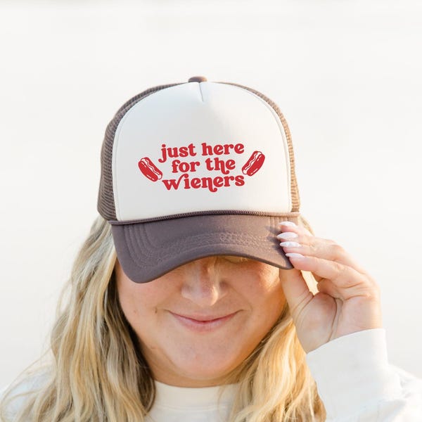 Hot Dog Trucker Hat - Custom Trucker Hat - Fourth of July Hat - Western Bach - Funny Hat - Bridesmaid Gift - Weiner Hot Dog Funny