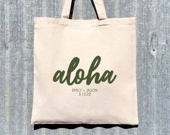 Welcome Tote Bag - Aloha Tote Bag - Destination Wedding Welcome Totes - Beach Wedding Welcome Tote - Hawaiian Favor Bag