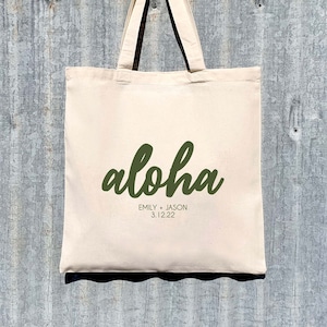 Welcome Tote Bag - Aloha Tote Bag - Destination Wedding Welcome Totes - Beach Wedding Welcome Tote - Hawaiian Favor Bag