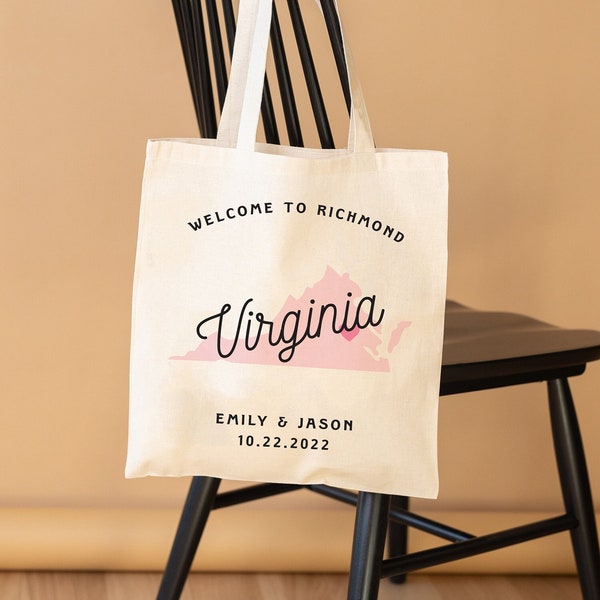 Virginia Wedding Tote - Sac fourre-tout de mariage personnalisé - Virginia Wedding Favor - Richmond Welcome Bag - Richmond Wedding Tote