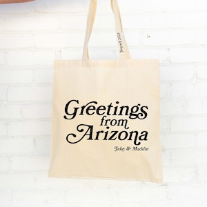 Arizona Wedding Tote - Custom Wedding Tote Bag -  Wedding Favor - Arizona Wedding Tote Bag - Greetings From Arizona - Wedding Tote Bag