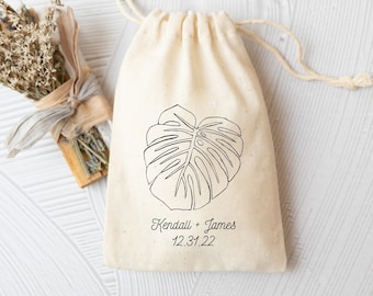 Tropical Wedding Favors - Monstera Leaf Welcome Bag - Tropical Wedding Favor Bag - Beach Wedding Favor Bag - Destination Wedding Welcome Bag