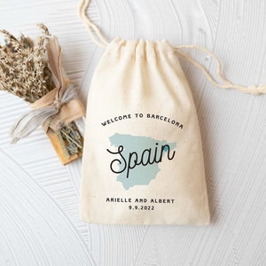 Destination Wedding Favors - Spain Wedding Bag - Spanish Wedding - Madrid Favor Bag - European Wedding Favor Bag - Barcelona Wedding