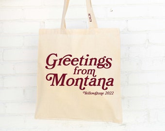 Montana Wedding Tote - Custom Wedding Tote Bag -  Wedding Favor - Montana Wedding Tote Bag - Greetings From Montana - Wedding Tote Bag