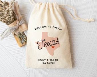 Destination Wedding Favors -  Austin Wedding Bag - Texas Wedding Favor - Austin Favor Bag  - Texas Wedding Favor Bag