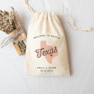 Destination Wedding Favors -  Austin Wedding Bag - Texas Wedding Favor - Austin Favor Bag  - Texas Wedding Favor Bag