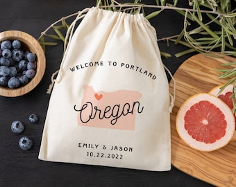 Destination Wedding Favors -  Portland Wedding Bag - Oregon Wedding Favor - Portland Favor Bag  - Oregon Wedding Favor Bag