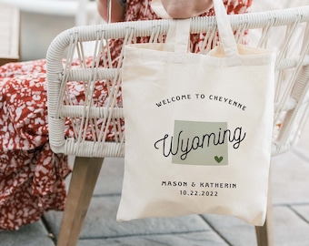 Wyoming Wedding Tote - Custom Wedding Tote Bag -  Wedding Favor - Wyoming Wedding Tote Bag - Jackson Hole Wedding - Wedding Tote Bag
