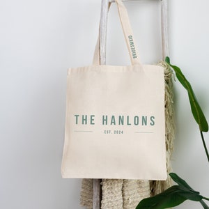 Last Name Tote Bag - Wedding Welcome Bag - Bachelorette Party Tote - Custom Bridesmaid Tote - Bridal Party Bag -Bridesmaid Gift -Couple Name