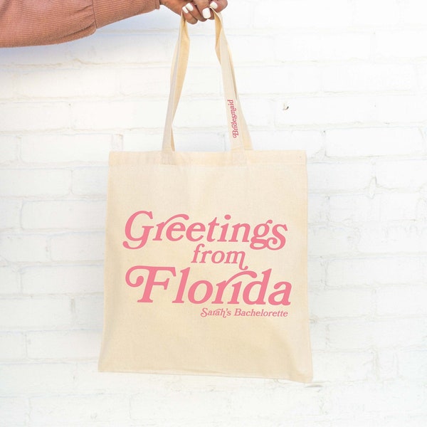 Florida Wedding Tote - Custom Wedding Tote Bag -  Wedding Favor - Florida Tote Bag - Greetings From Florida - Wedding Tote Bag
