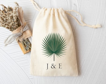 Wedding Welcome Bags - Tropical Party Favors - Green Fan Palm Leaf Welcome Bags - Custom Party Favor Bags - Destination Bachelorette Party