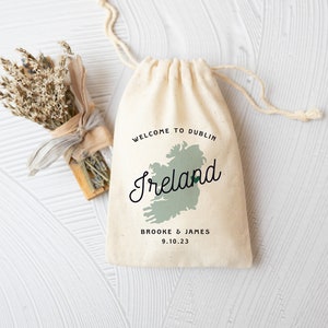 Destination Wedding Favors - Dublin Wedding Bag - Ireland Wedding Favor - Wedding Favor Bag - Irish Wedding Favor Bag - Emerald Isle Wedding