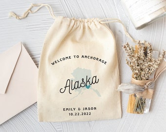 Destination Wedding Favors - Anchorage Wedding Bag - Alaska Wedding Favor - Alaska Favor Bag  - Wedding Favor Bag