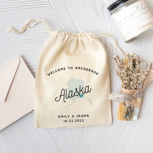 Destination Wedding Favors - Anchorage Wedding Bag - Alaska Wedding Favor - Alaska Favor Bag  - Wedding Favor Bag