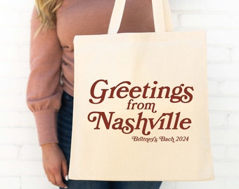 Nashville Wedding Tote - Custom Tote Bag -  Wedding Favor - Nashville Bachelorette Bag - Greetings From Nashville - Wedding Tote - Nash Bach