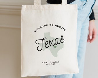 Texas Wedding Tote - Custom Wedding Tote Bag - Texas Wedding Favor - Dallas Tote Bag - Dallas Wedding - Austin Welcome Bag - Dallas Tote Bag