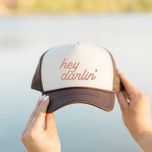 Hey Darlin&#39; Trucker Hat - Custom Trucker Hat - Bachelorette Hat - Western Bach - Bachelorette Merch - Bridesmaid Gift - Cowgirl - Summer Hat