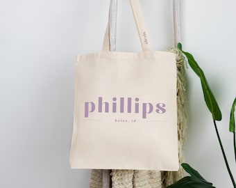 Last Name Tote Bag - Wedding Welcome Bag - Bachelorette Party Tote - Custom Bridesmaid Tote - Bridal Party Bag -Bridesmaid Gift -Couple Name