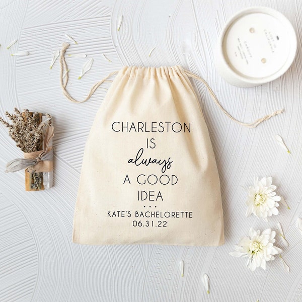 Charleston Bachelorette - Custom Bachelorette bags - Bachelorette Goodie Bag -  Bachelorette Welcome Bag - Charleston Wedding Favor