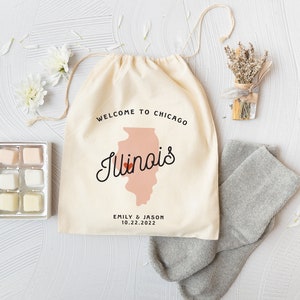 Destination Wedding Favors -  Chicago Wedding Bag - Illinois Wedding Favor - Chicago Favor Bag  - Illinois Wedding Favor Bag