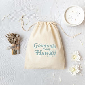 Saudações do Havaí - Bolsa de casamento de Honolulu - Favor de casamento no Havaí - Lembrancinhas de casamento de destino - Bolsa de lembrancinhas de casamento no Havaí