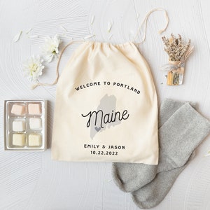 Destination Wedding Favors -  Portland Wedding Bag - Maine Wedding Favor - Augusta Favor Bag  - Maine Wedding Favor Bag