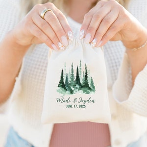 Forest Wedding Welcome Bag - Watercolor Pine Tree Welcome Bag - Hangover Kit Bag - Destination Wedding Bag - Wedding Favors - Welcome Bags