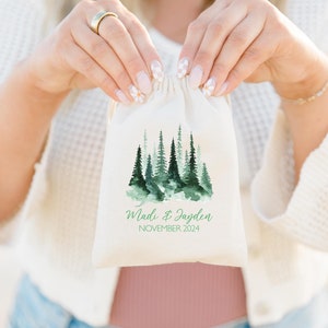 Forest Wedding Welcome Bag - Watercolor Pine Tree Welcome Bag - Hangover Kit Bag - Destination Wedding Bag - Wedding Favors - Welcome Bags